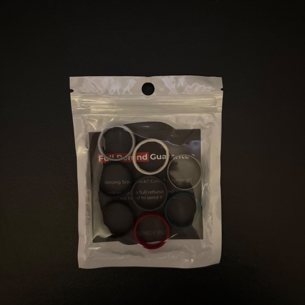 8 Pack Silicone Wedding Rings Unisex - Assorted Colors (Size 9)